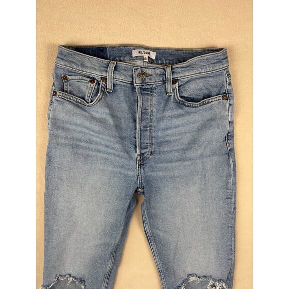 RE/DONE womens 90’s high rise ankle crop in light dusk destroy size 29 - Picture 4 of 10